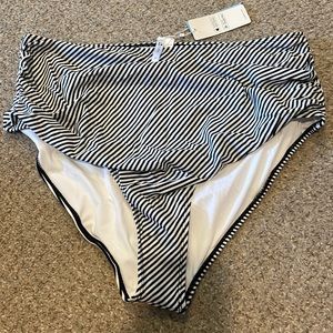 Striped high waisted bathing suit bottoms